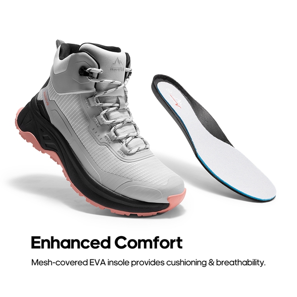 Women's Water-Resistant Lightweight Hiking Boots - GREY PINK - 4